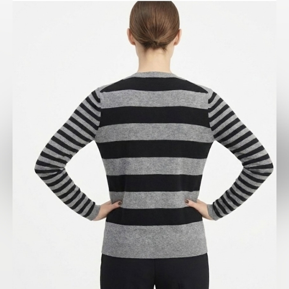 Banana Republic Vintage Wool Striped Cardigan Sweater - Grey/Black - S - Picture 5 of 11